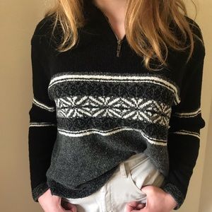 Knitted Pattern Black Vintage Sweater